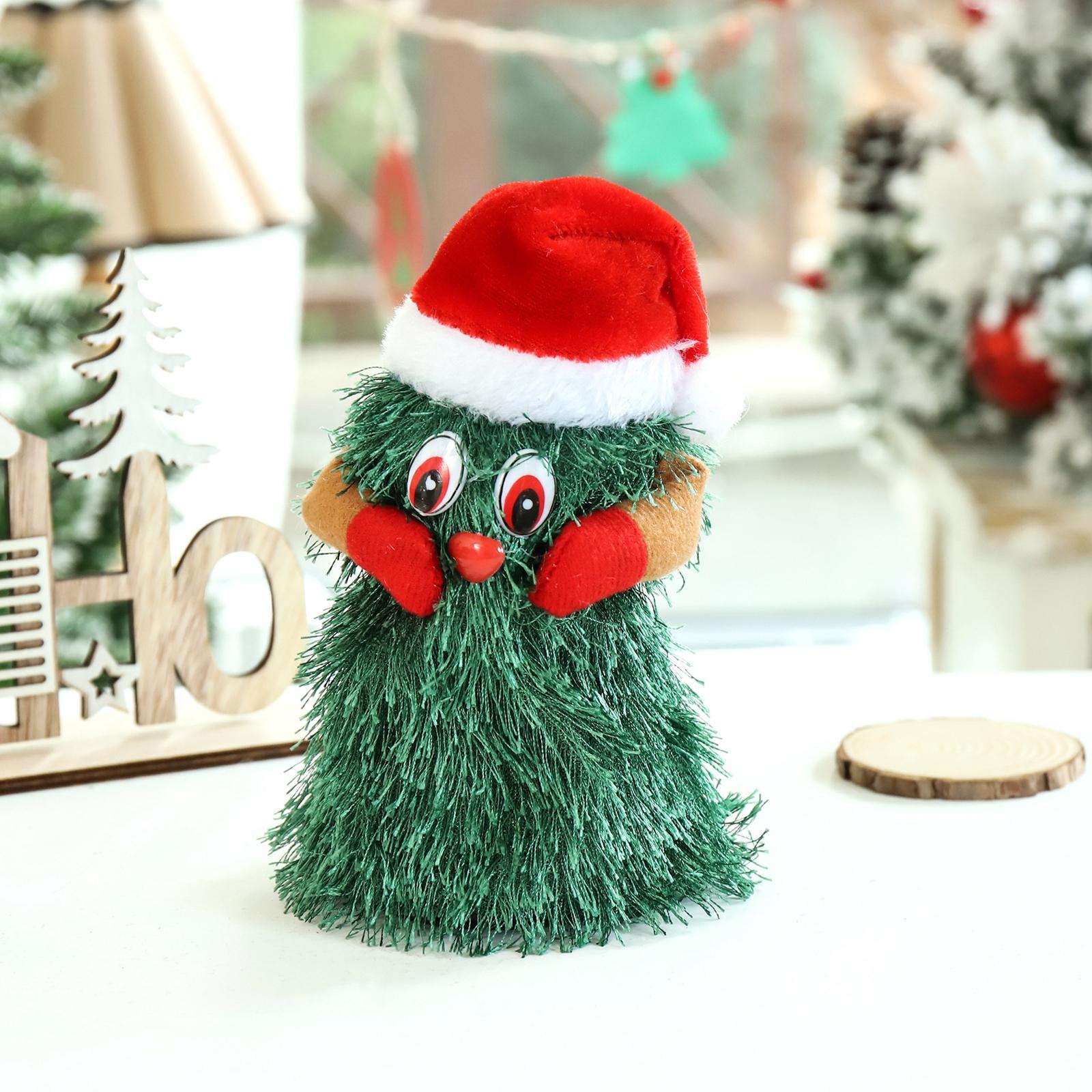 Árbol de Navidad eléctrico, 3 pilas AA (no incluidas), decoración, juguete de felpa resistente al desgaste, juguete para cantar y bailar para escritorio
