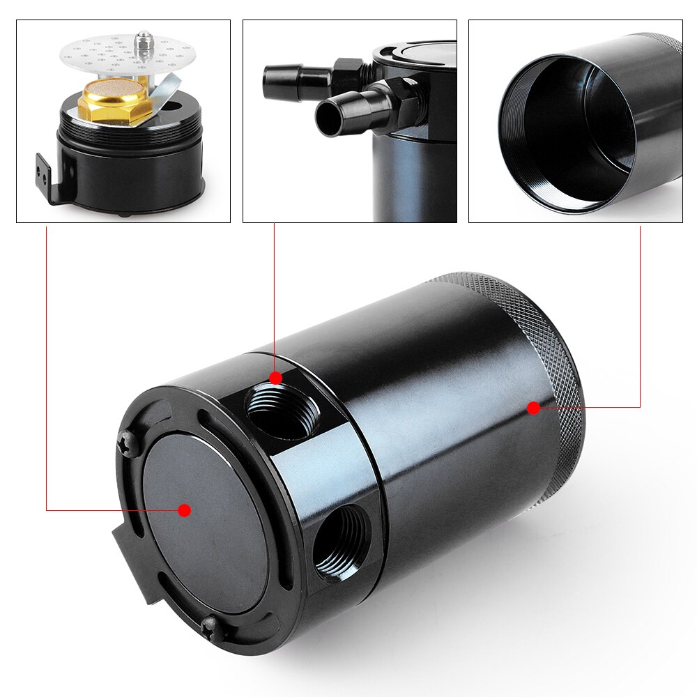 Universal 300ml 2-Port Oil Catch Can Compact Baffled Aluminum Reservoir Oil Catch Tank Fuel Tank Two hole breathable Kettle