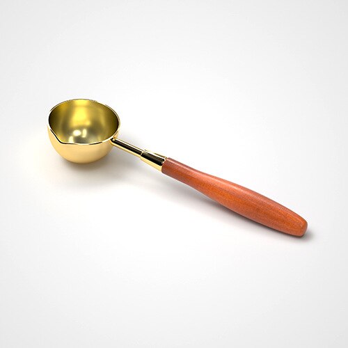 Manico in legno sigillo cucchiaio timbro cera strumento di riscaldamento biglietto di auguri di nozze fai da te cera perlina cucchiaio sigillo cucchiaio di cera di fusione inossidabile: Maple oro
