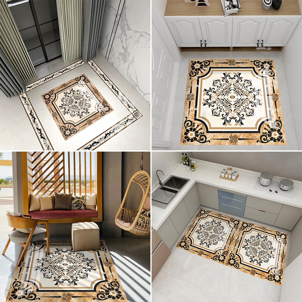 European-style parquet floor stickers porch tile stickers waterproof non-slip PVC floor extra large stickers marble stickers