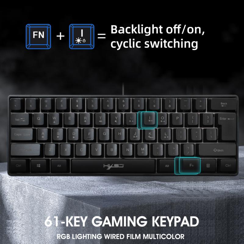 Gaming Keyboard RGB Lighting 61 Key Keyboard Multiple Shortcut Key Combinations For PC Laptop Computer Gamer Accessories
