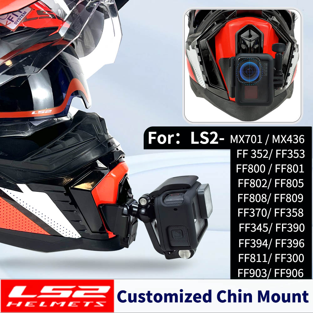 LS2-Helm, maßgeschneidert, MX701 436 FF370 352 800 801 802 805 811 903, Kinnhalterung für GoPro Hero10 Insta360 X2 3 DJI-Zubehör