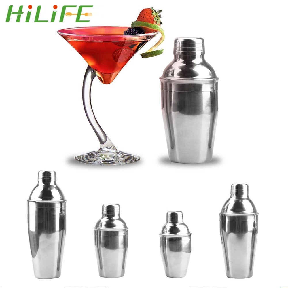 Hilife 250/350/550/750ml cocktail shaker i rustfrit stål boston martini cocktail vin mixer barware fest bar værktøjer