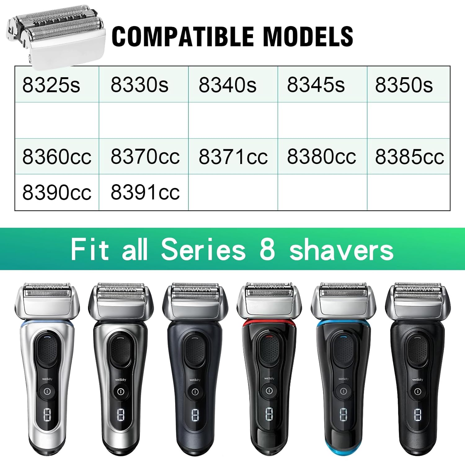 Serie 8 83M Vervangingskop Compatibel Met Braun S8 Elektrische Scheerapparaat 8320S,8325S,8330S,8340S,8350S,8345S, 8360cc,8365cc,8370cc