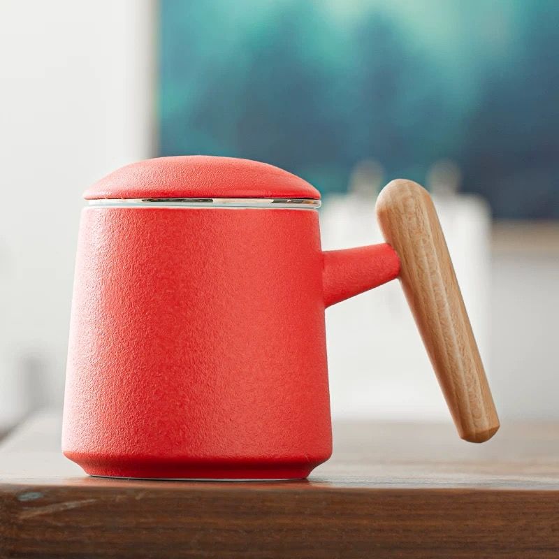 Kaffekrus keramisk te kop te adskillelse stor kapacitet filter med dæksel guofeng krus hjem par personlig kontor kop boks: 380ml 9
