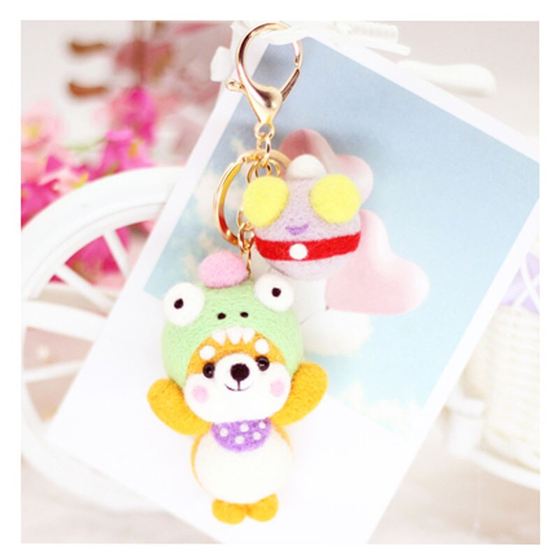 1 zestaw, Wykonany ręcznie diy pakiet materiałów dla szturchać Le placki Shiba Inu żaba grzyb z filcu wełnianego, musisz zrobić do Sama