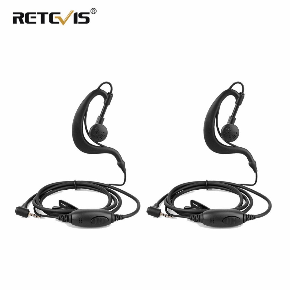 2 Stuks EE090Z Zwart 1-Pin 2.5Mm Ptt Speaker Mic Oorhaak Oortelefoon Voor Retevis RT20 RT65 RT665 Walkie Talkie Headset J9138A