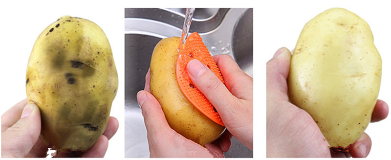 Escova de limpeza de frutas e vegetais, escova criativa de pvc para cozinha, acessórios para cozinha, 1 peça