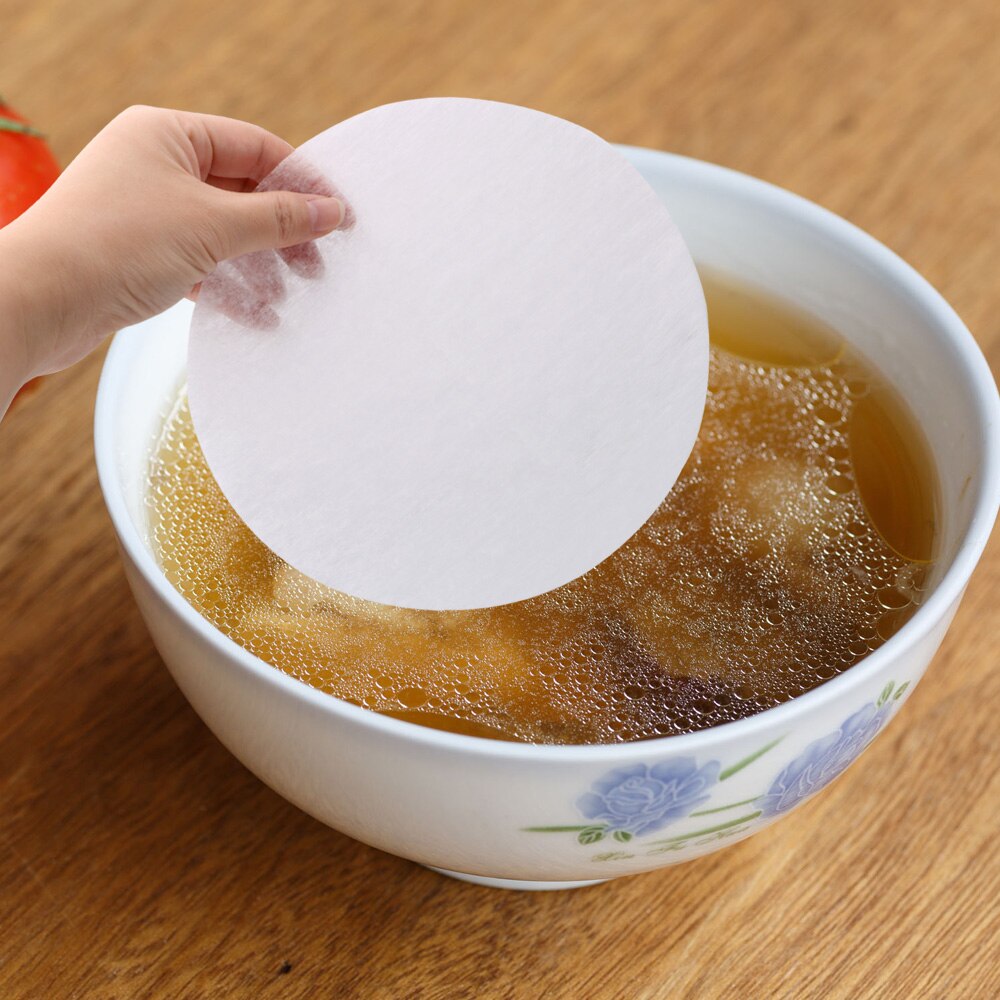 Hoomin 12 stk / sæt olieabsorptionsmembranpuder 20 cm diameter madolie på papir suppeolie - absorberende papir