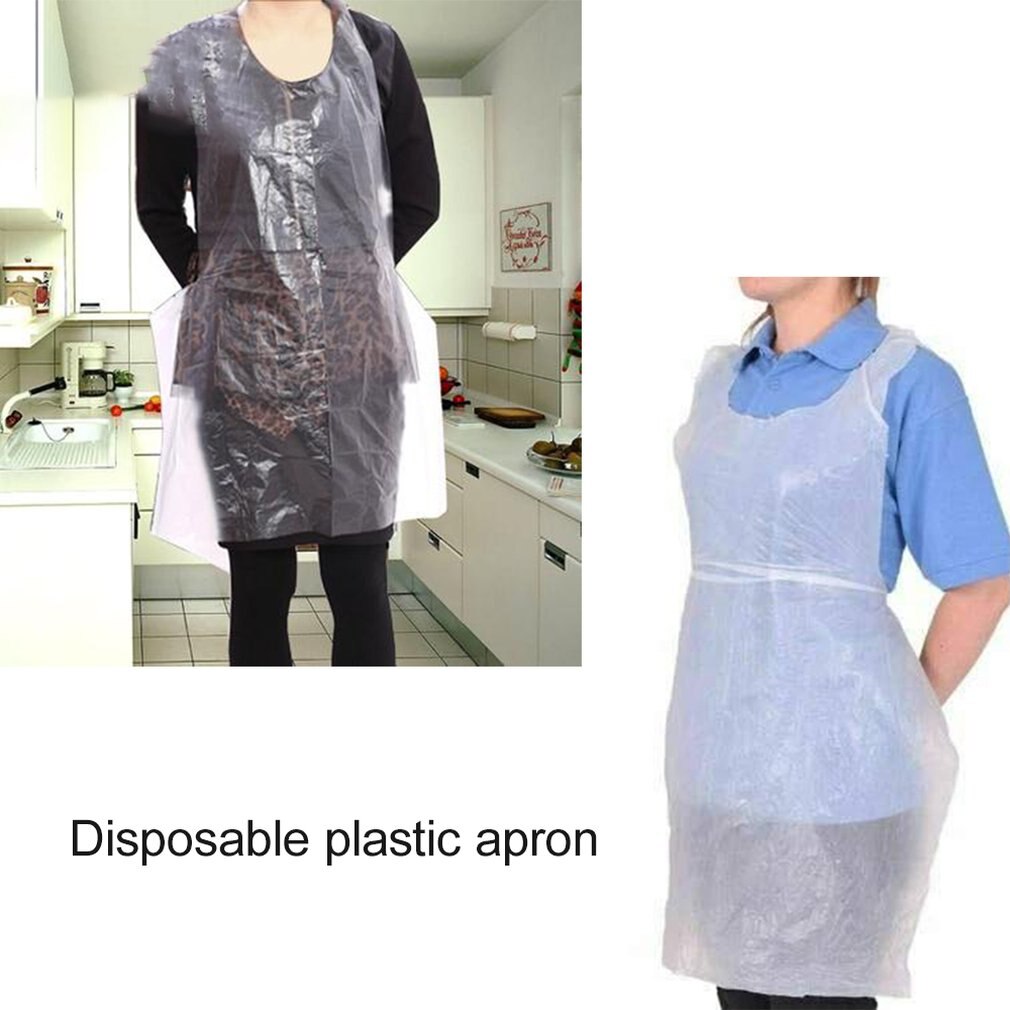 Engångsförkläden plast transparent sanitetsstädförkläde för kvinnor män kök matlagning hushåll daglig användning