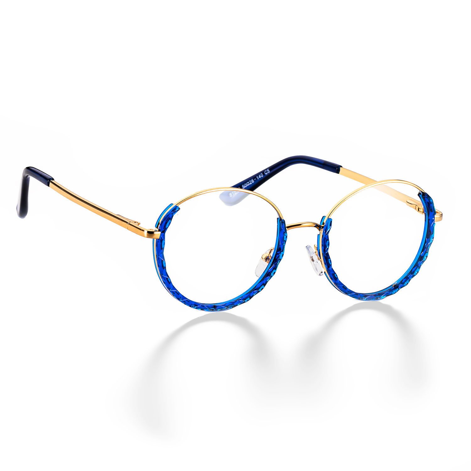 51012 Round Cat Eye Half-frame Plastic Titanium Glasses Frames Ultralight Men Women Optical Computer Glasses: blue