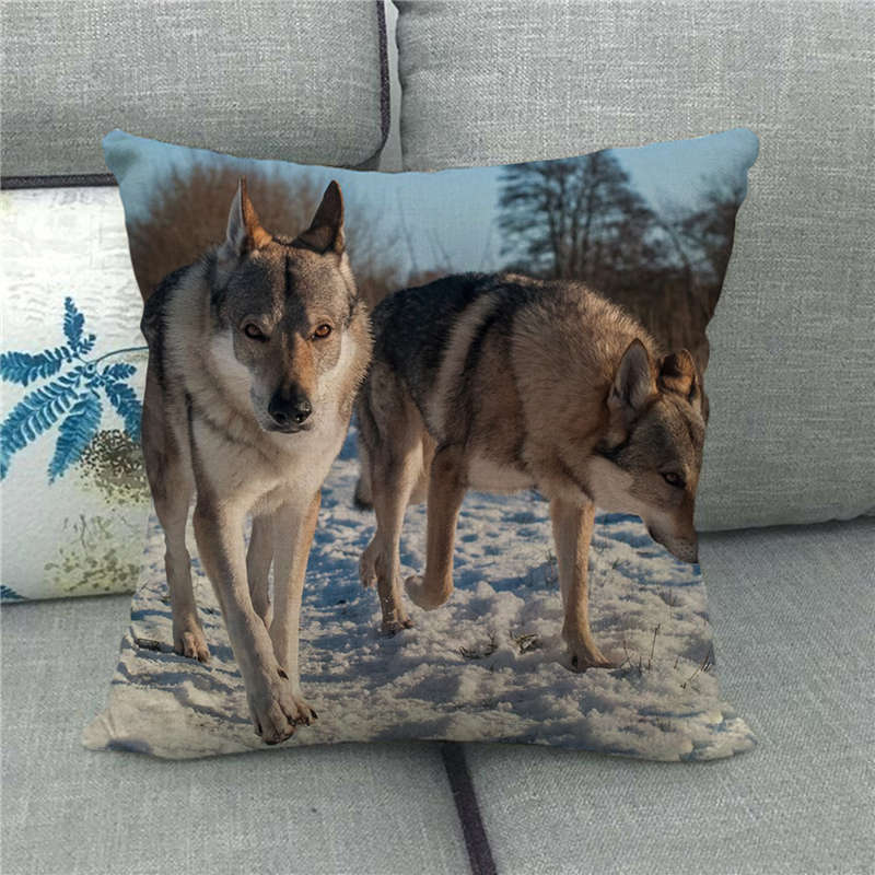 Poszewki na poduszki okrutna bestia wilk poduszka w kształcie zwierzęcia pokrywa 45x45cm dekoracja salonu domu pościel/bawełna poszewka na poduszkę Decor: 10