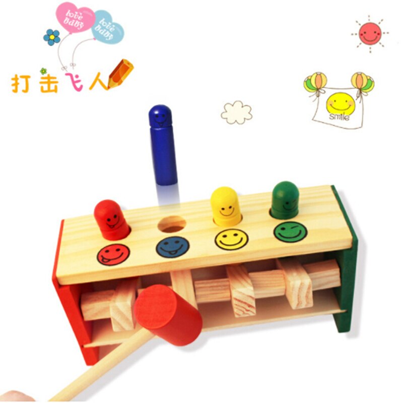 Baby Houten Hamer Speelgoed + Stok Hamer Doos Peuters Educatief Puzzel Speelgoed Voor Kinderen Houten Spel Hameren Bench Kinderen Speelgoed