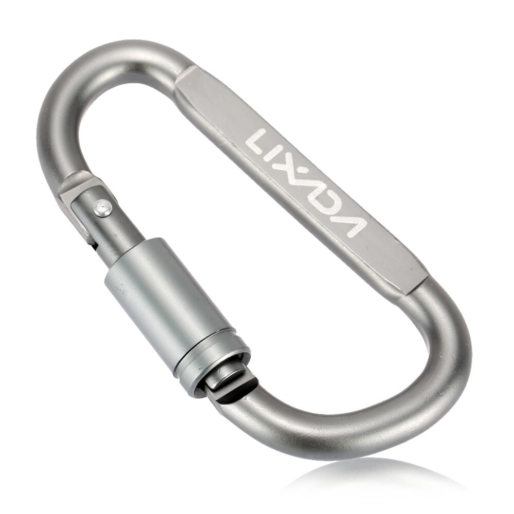 Lixada Aluminium Karabijnhaak Voor Sleutels Outdoor Vissen Carabiners D-Ring Locking Klimmen Karabijnhaak Gesp Sleutelhanger: Zilver