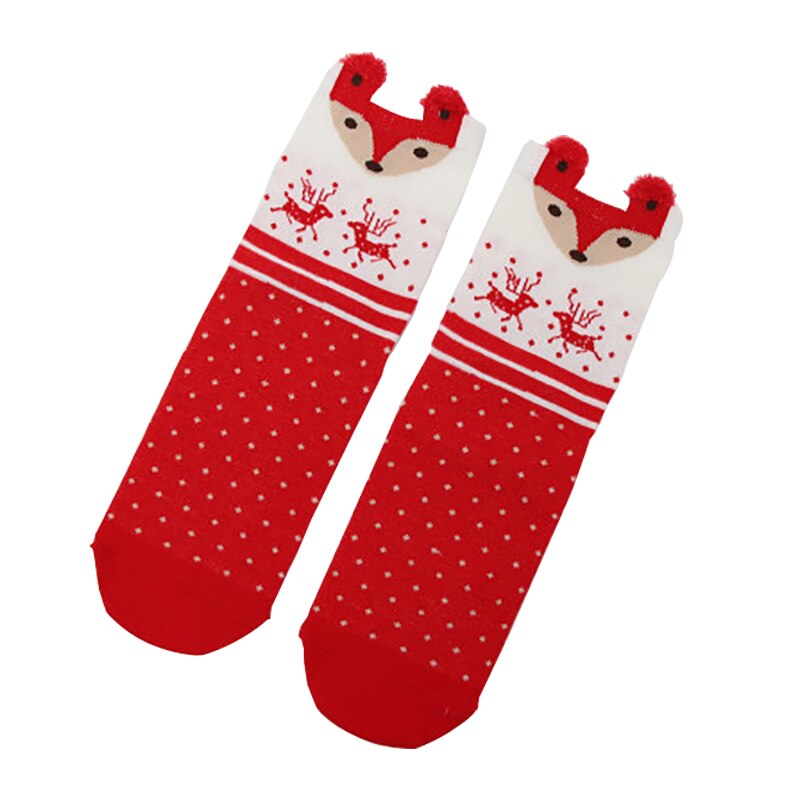 Preciosos calcetines de Navidad para mujer y niña, calcetines divertidos con dibujos de animales: fox