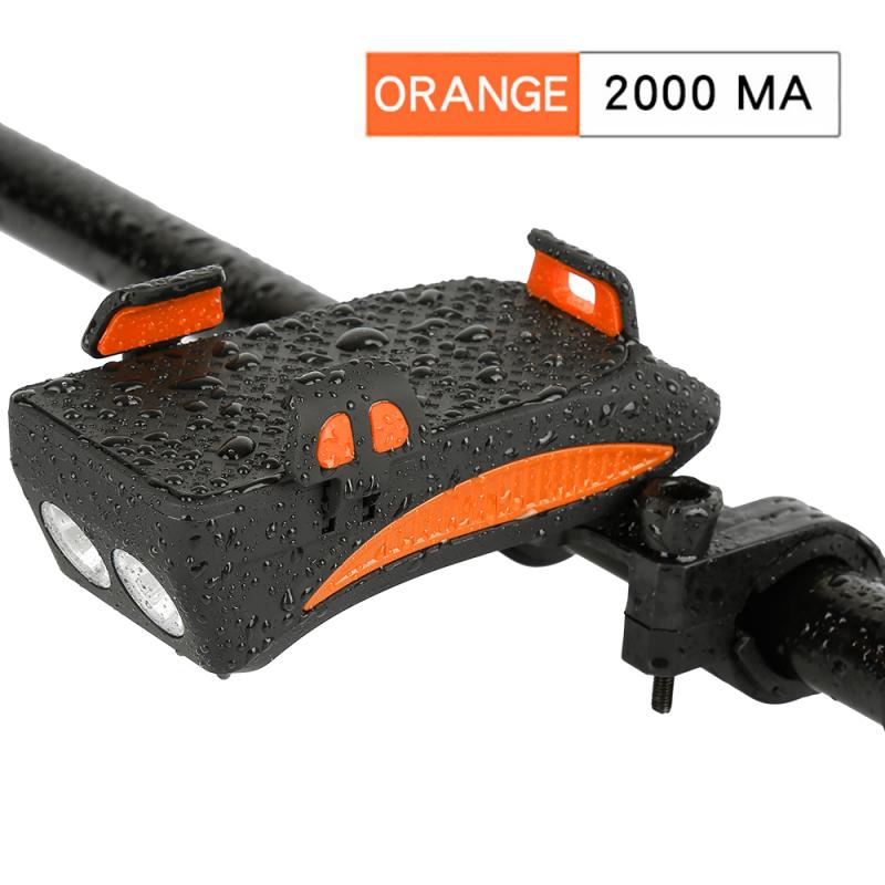 Uppladdningsbar usb led cykel strålkastare cykel strålkastare fram lampa horn hållare cykel horn cykel tillbehör: 4