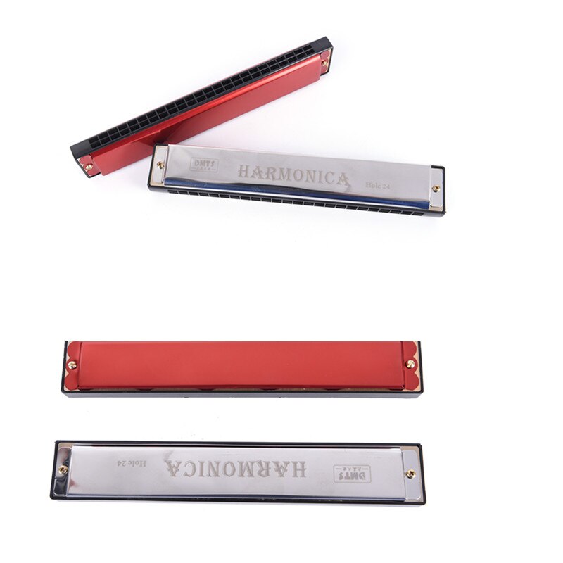 24 Hole Key Of C Play Harmonica Tremolo Harmonica Mouth Organ Double Row for Musical Beginner