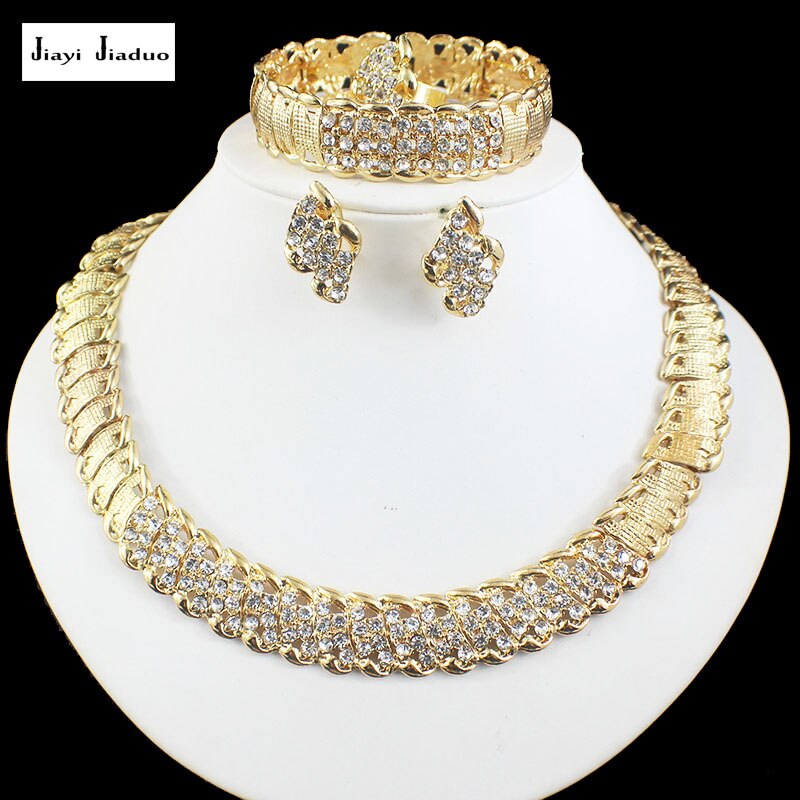 Jiayijiaduo Afrikaanse Bruiloft Sieraden Dubai Goud Kleur Sieraden Sets Romantische Kleur Sieraden Sets Ketting: 1