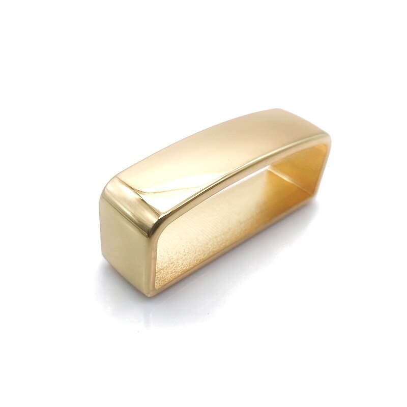 40mm D Shape Square Belt Strap Loop Ring Buckle Brass Belt Keeper for Leather Craft Bag Strap Solid Belt: Gold
