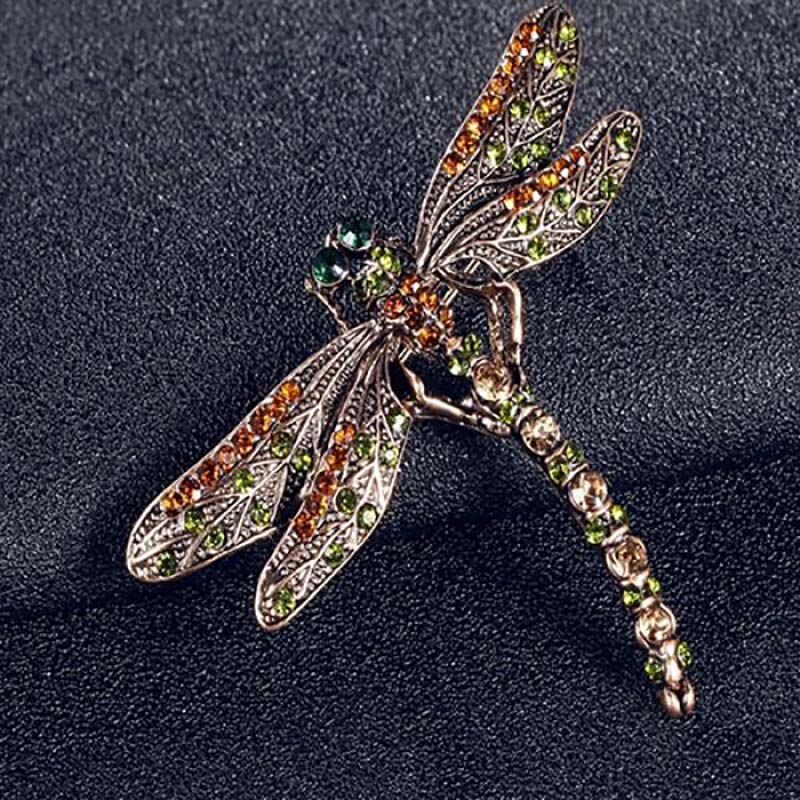 Vintage Mooie Dragonfly Glanzend Kristal Sjaal Revers Pin Broches Retro Mode-sieraden Accessoires Broche Voor Vrouwen