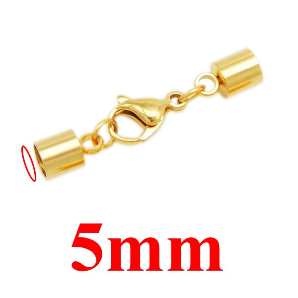 5 pz/lotto Catenaccio Ganci In Acciaio Inox Oro/argento Tono Fibbia In Pelle Cavo di Blocco per il FAI DA TE Braccialetto di Cuoio Dei Monili che fanno: Gold 5mm