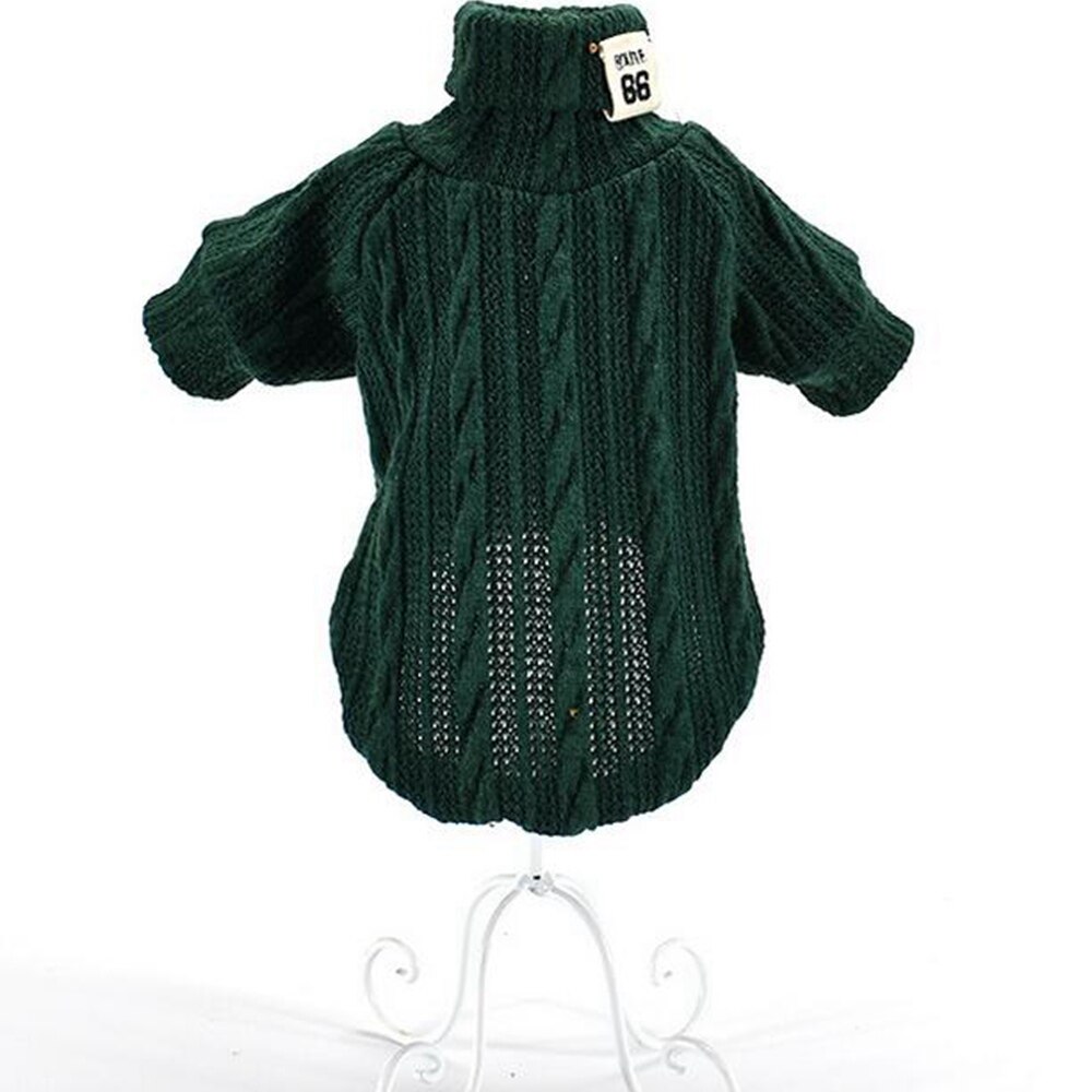 Pet Dog Jumpers Coats Hand Knit Cat Puppy Chihuahua Clothes POLO Neck Sweaters: green / L