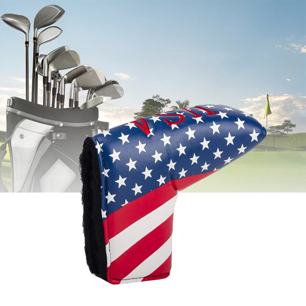 Headcover Klinge Tragbaren Lagerung Wasserdichte draussen Golf Putter Abdeckung PU Leder Zubehör Für Scotty Verein Amerikanischen Flagge