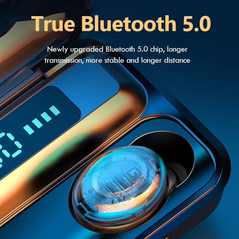 kabellos Bluetooth Kopfhörer mit Mic Sport Wasserdichte Drahtlose Kopfhörer 9D HiFi Stereo berühren Kontrolle Musik Ohrhörer Für Telefon