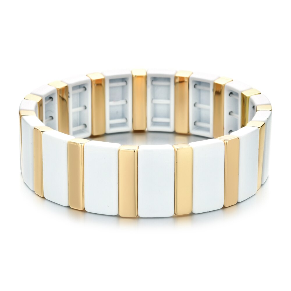 2022 Summer Gold Color Enamel Bracelet Tile Bracelet Bohemian Stackable Stretch Bracelets For Women Jewelry: A4