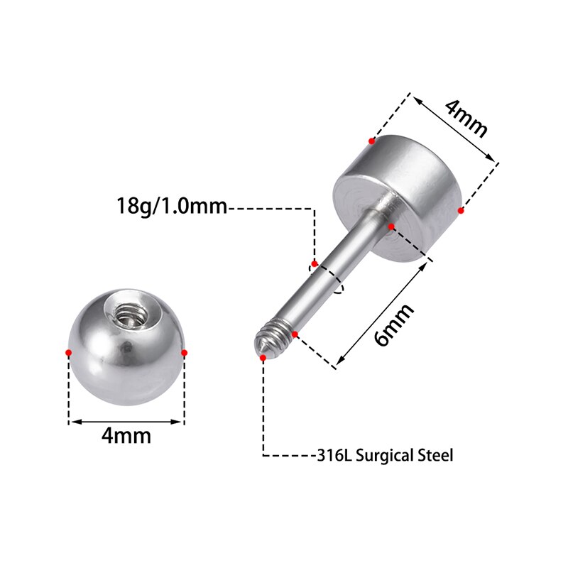 1 paar Medizinische Edelstahl Kristall Schraube Runde Ball Stud Ohrringe Ohr Knochen Nagel Knorpel Ohrring Ohr Piercing Körper Schmuck