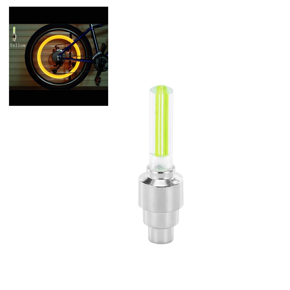 Fiets Led Light Tire Valve Cap Fiets Flash Light Mountain Racefiets Fietsen Tyre Wheel Led Neon Lamp Cover wiel: single Yellow