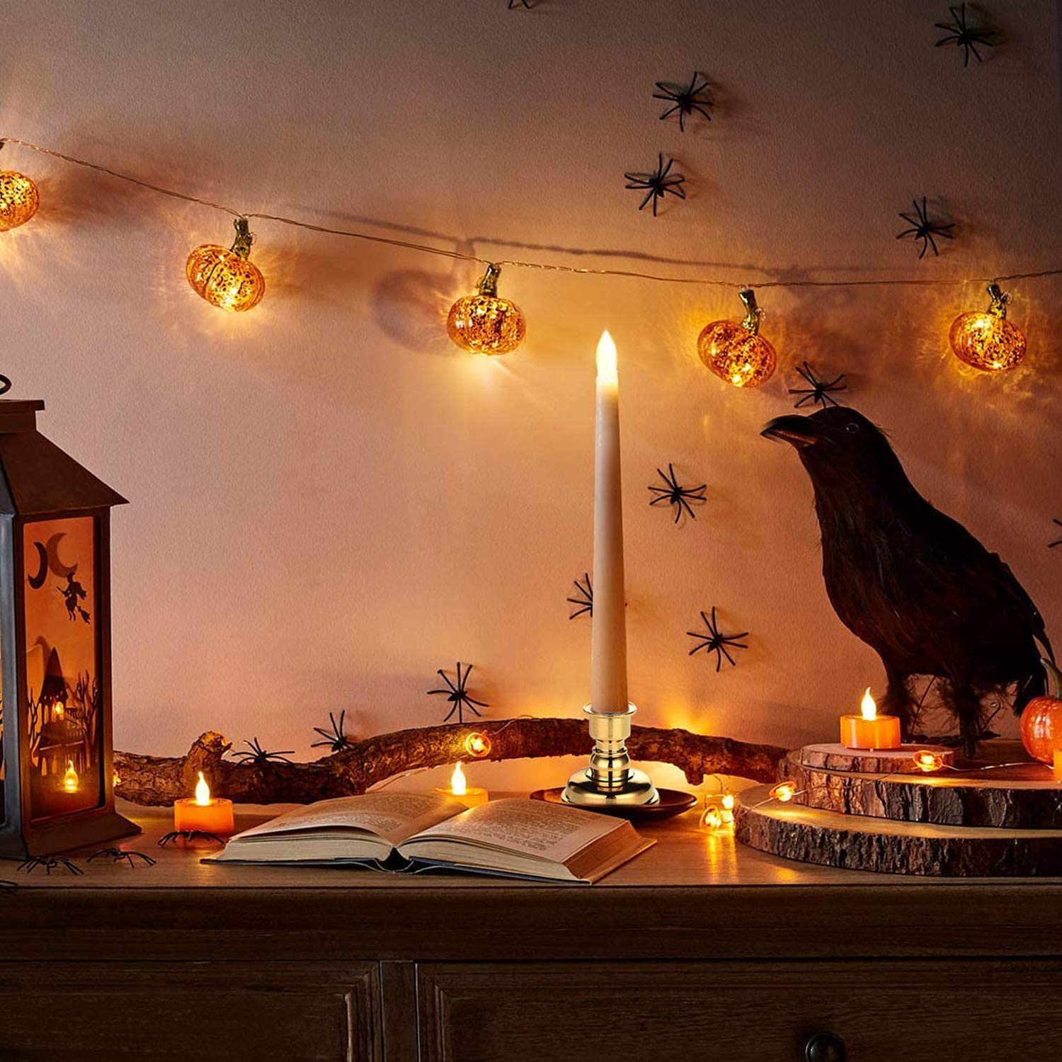 LED fenêtre bougie lumières à piles sans flamme bougies coniques avec Bases veilleuse pour fête mariage saint valentin maison déco