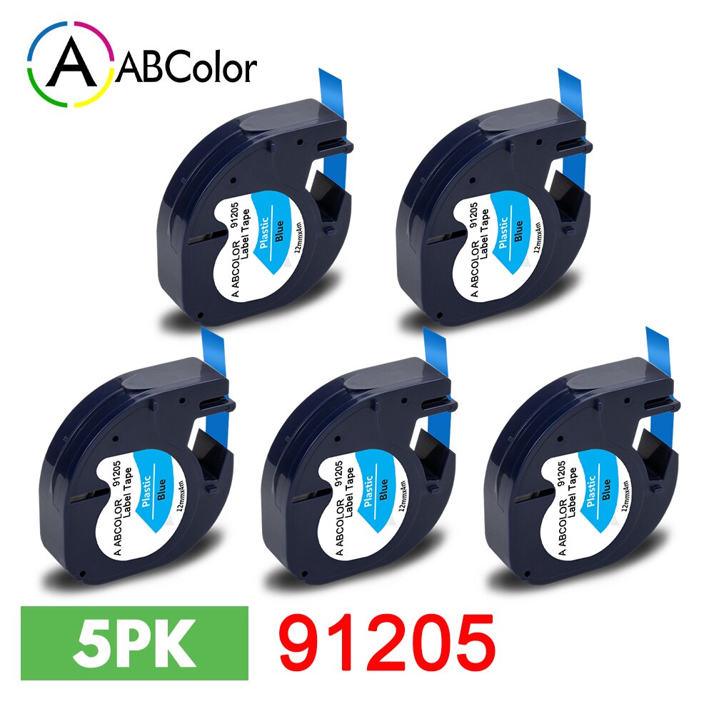 10PK 91201 91202 12267 etykiety dla Dymo LetraTag 12mm 91222 91332 taśma z etykietami 91200 91203 dla Dymo LetraTag LT-100H drukarka do etykiet: 5PK Plastic Blue