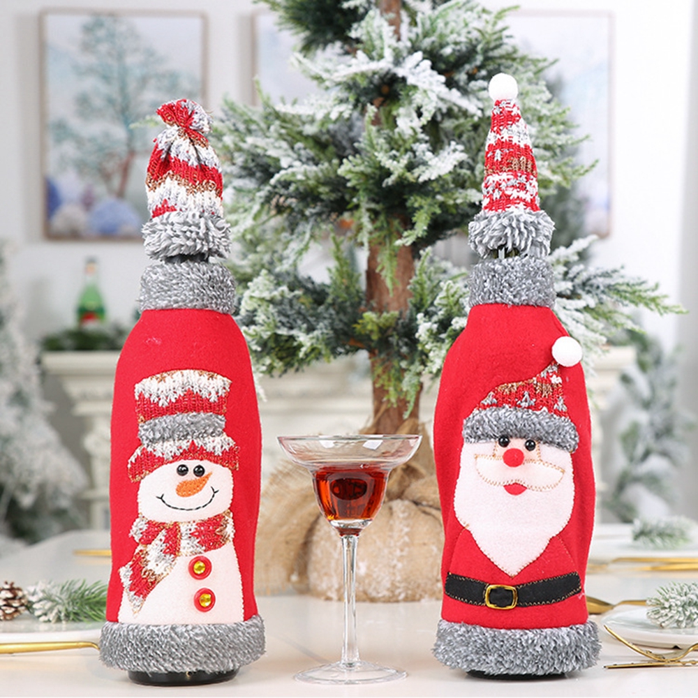 Christmas Wine Bottle Cover US Nordic Winter Xmas Champagne Bottle Clothes Cartoon Home Party Decoration Supplies