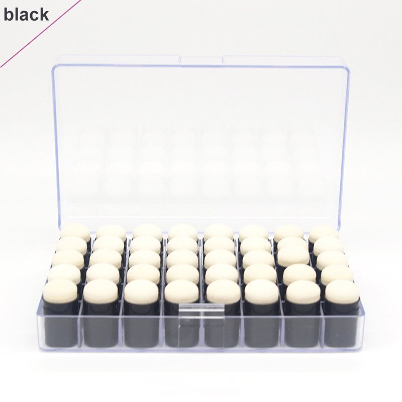 Colorido 40 Uds esponja para dedos Daubers estuche organizador de almacenamiento transparente: black