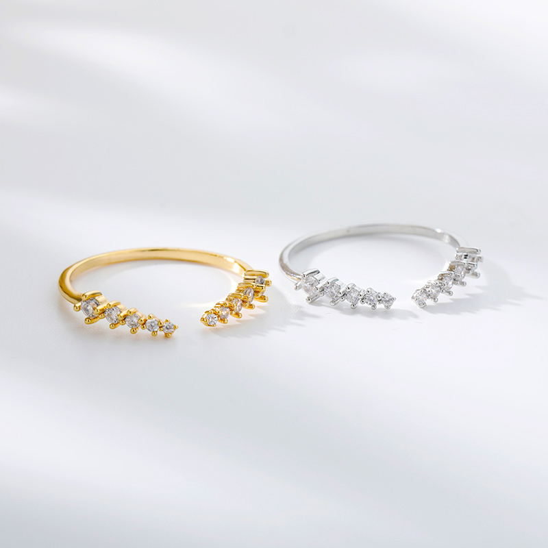 Zirkoon Open Cubic Geometrische Ringen Voor Vrouwen Roestvrij Staal Goud Verstelbare Vinger Ring Paar Ringen Femme Wedding Jewley