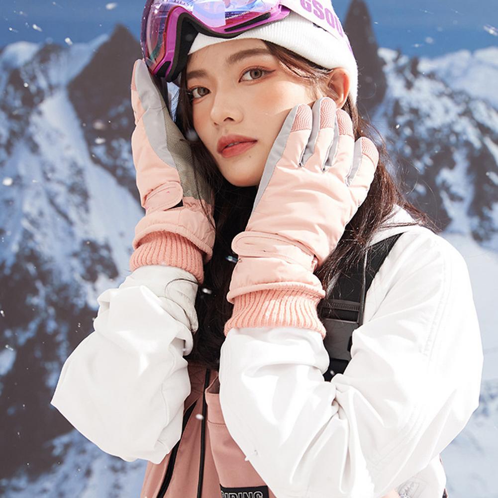 Inverno jogando com neve luvas de esqui masculino e feminino à prova dwaterproof água e equipamentos quentes motocicleta equitação luvas frias e congelantes