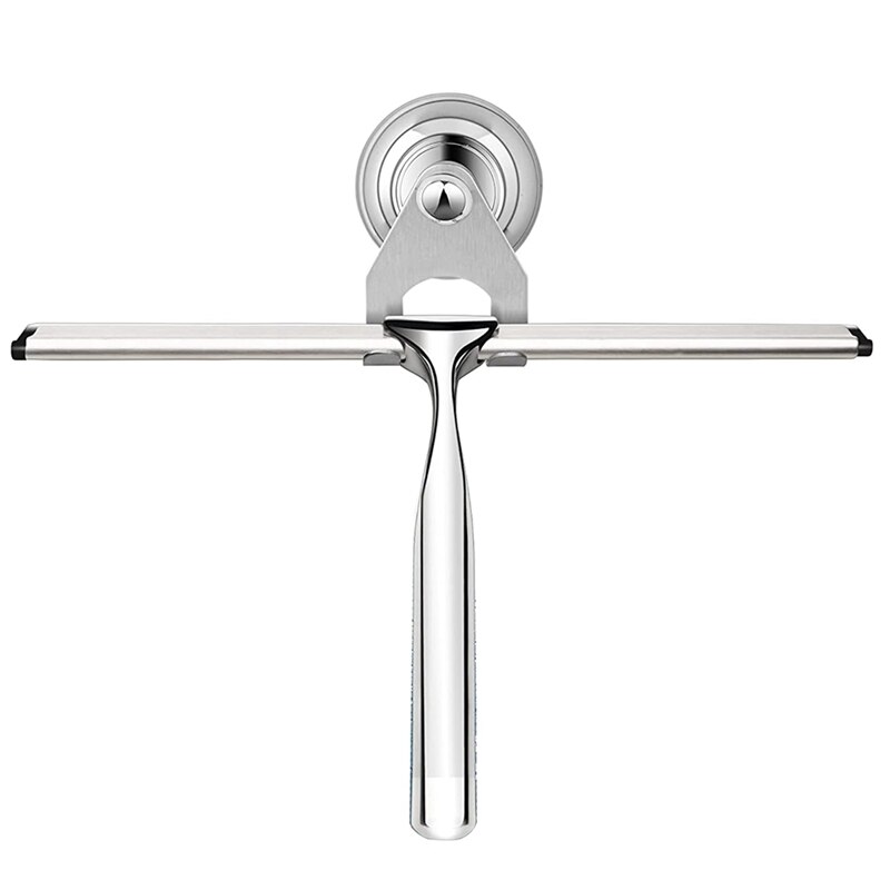 Raclette De Douche 2-en-1 Avec Brosse Et Manche Long 157 Cm - Pour Sol, Carrelage, Vitre, Garage - Aluminium