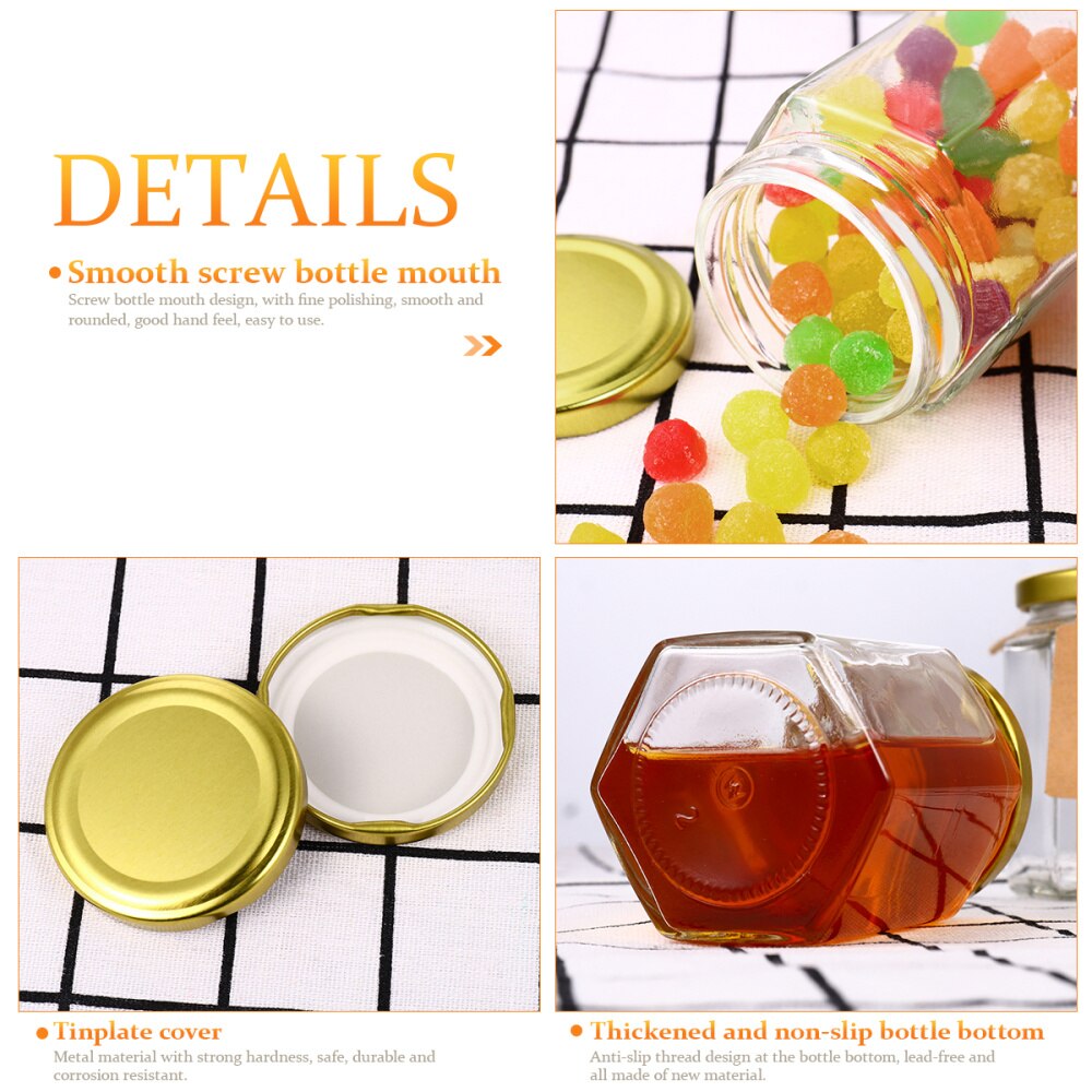 10 Uds de vidrio transparente de 180ml tarros de mermelada de miel con tapa cocina frascos de botellas de almacenamiento té y café frijoles granos dulces contenedores tarro