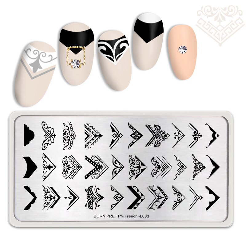 Geboren Pretty Franse Stijlen Stempelen Plaat Afbeelding Rechthoek Schilderen Plaat Stempel Template Nail Art Decoratie