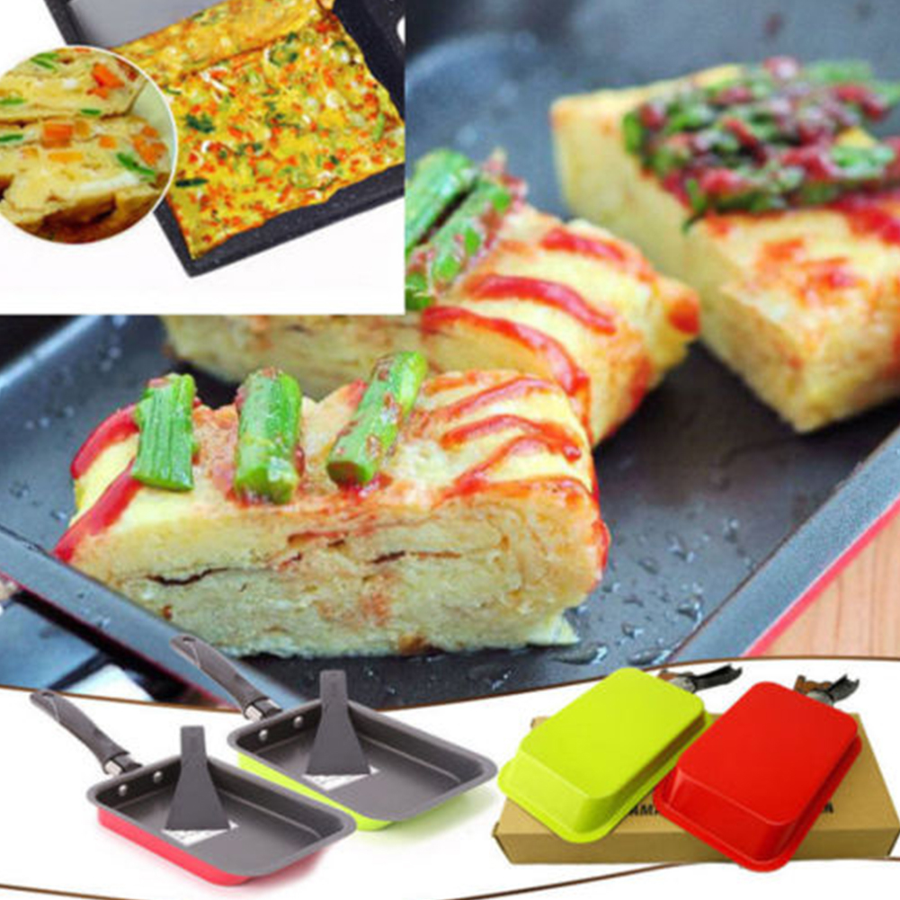 Sartenes antiadherentes japonesas rectangulares, sartén para tortilla Tamagoyaki, sartén antiadherente para freír huevos, recipiente de panqueque, utensilios de cocina
