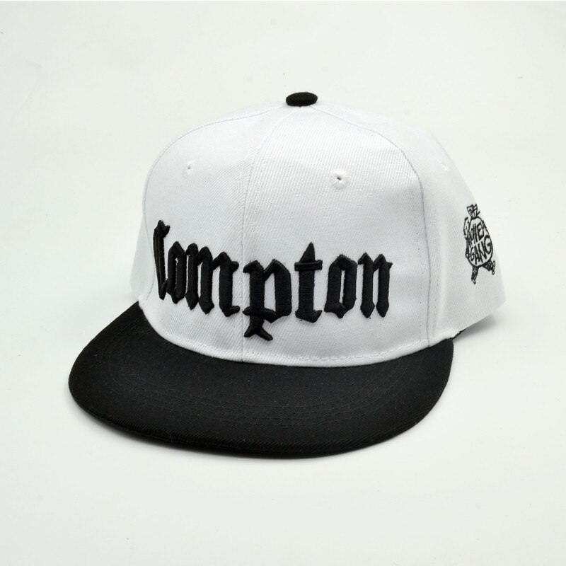 Compton-casquette de Baseball pour hommes et femmes, chapeau Snapback de sport, à lettres noires, Vintage, chapeau Gangsta Hip-hop: WHITE