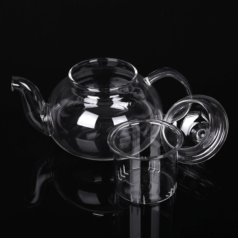 SOLEDI 800ml Clear Glass Sarafe Set Pot Infuser Teapot+Warmer+6 Tea Set Cup Borosilicate Heat Resistant Double Wall W/