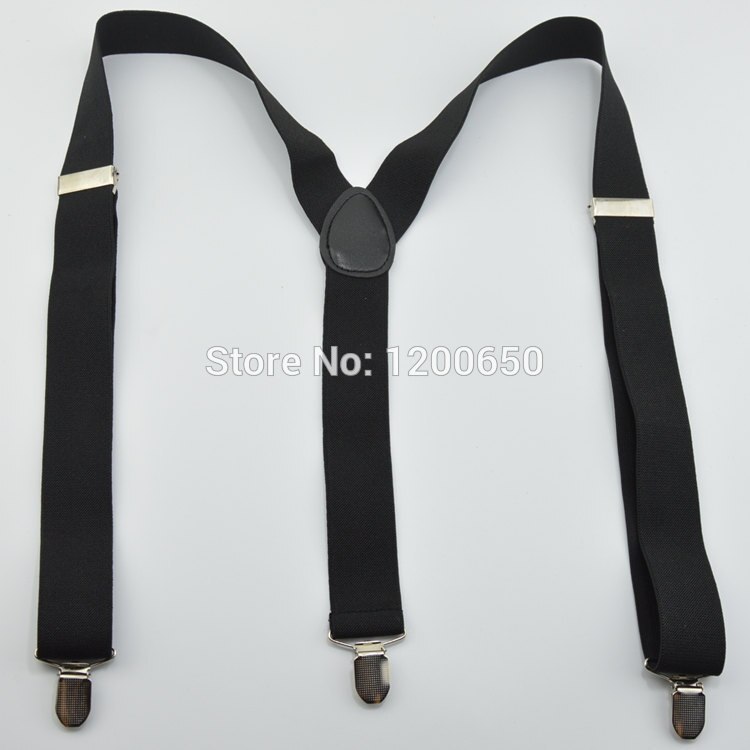 120 cm heren Unisex Clip-op Bretels Elastische 3.5 cm Breed zwart groter Bretels Y-back Jarretelle & Retail
