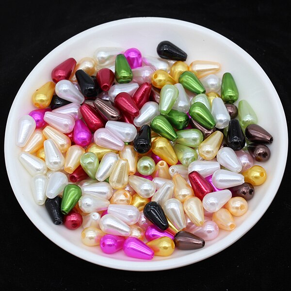 100p 6x10mm gouttelette ABS Imitation perle entretoise perles en vrac pour collier de perles bricolage boucle d'oreille fabrication de bijoux fournitures: randomly mix colors