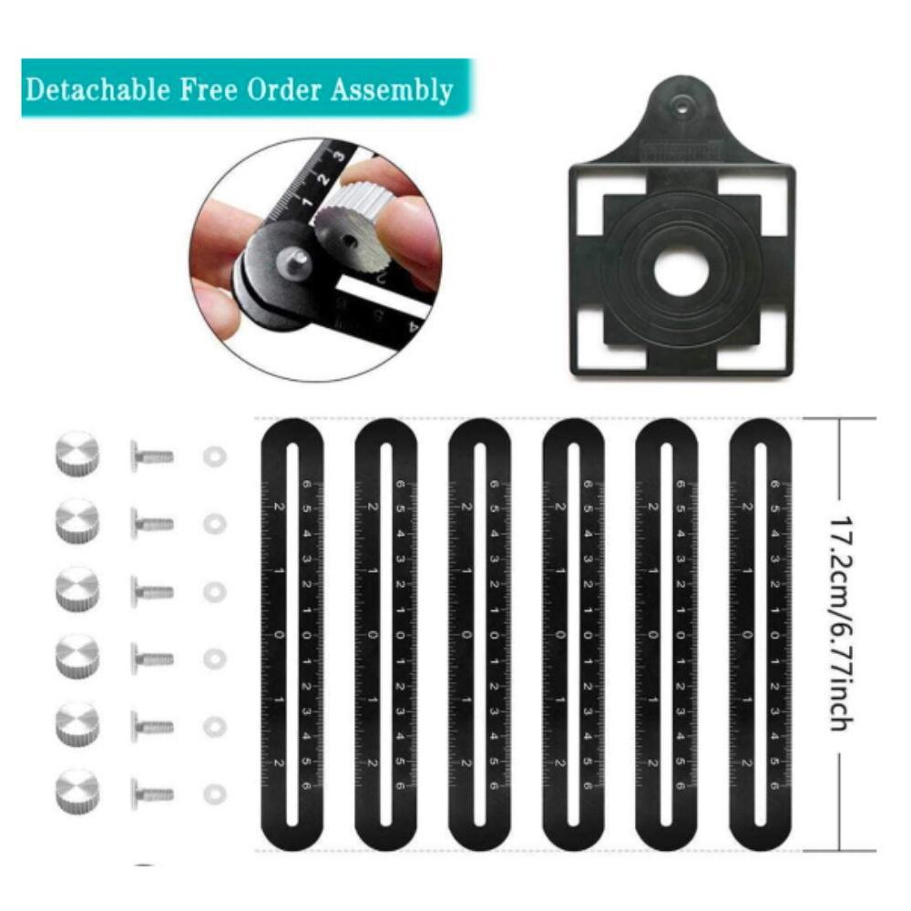 Six-Fold Ceramic Tile Hole Locator Folding Ruler Adjustable Angle Ruler Drill Guide Woodworking Gauge Slide Ruler Measuring Tool