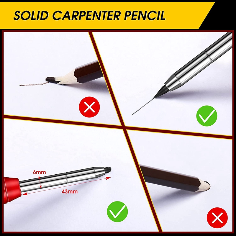 Carpenter Pencil Set For Construction, Built-In Pencil Sharpener, For Carpenter Woodworking Architect
