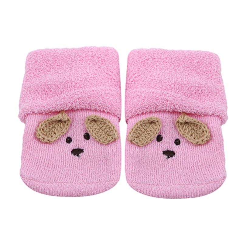 Superzachte kleine babysokjes met kleine oortjes, katoenen sokken, kinderen, baby, cartoonpatroon, antislipsokjes: Roze