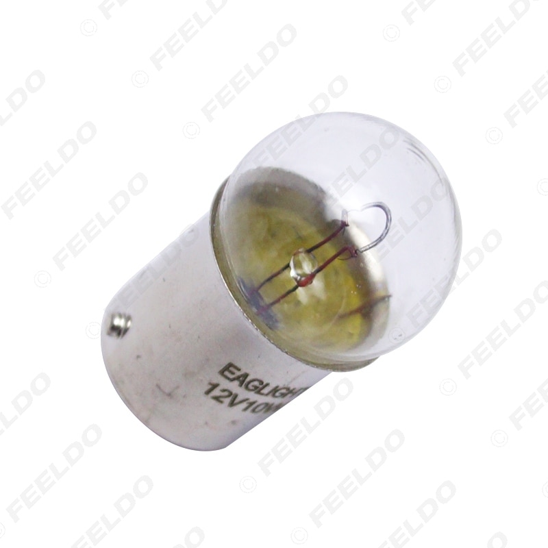 FEELDO 10 Uds 1156 BA15S G18 12V 10W coche de cristal claro lámpara de la bombilla de la cola del indicador del coche lámpara halógena # FD-2723