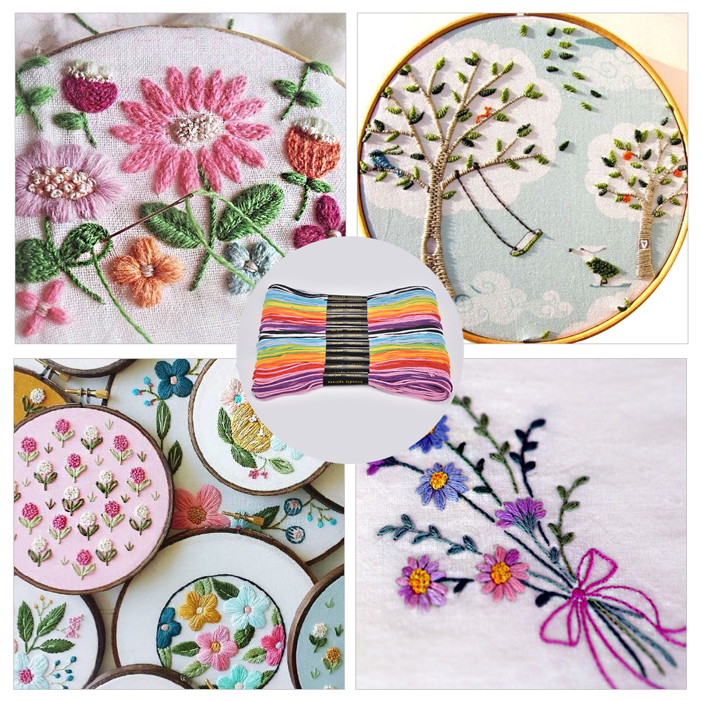 40/44/48PCS Multicolor DMC Embroidery Threads Floss 20 Mix Colors Sewing Skeins Craft DIY Embroidery Cross Stitch Thread Kit